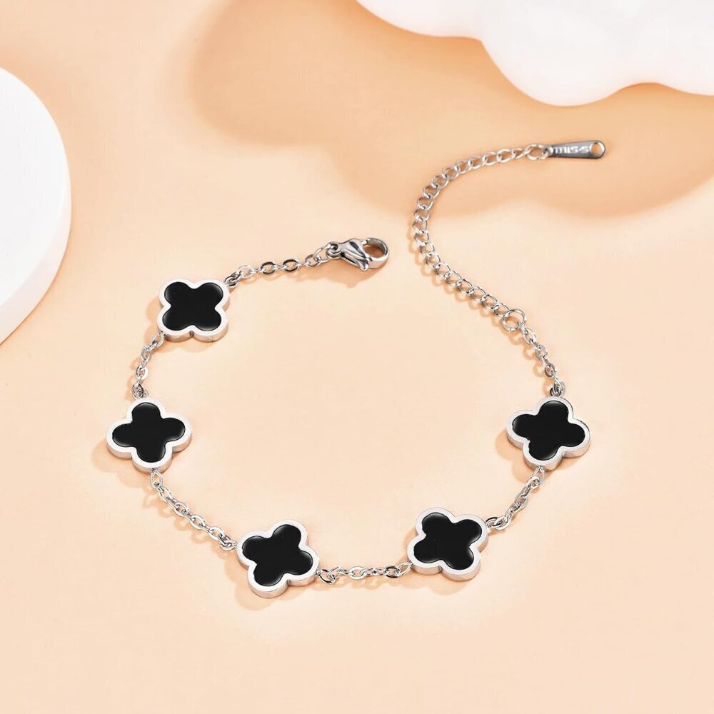 Women Clover Bracelet 18k Gold Plated Lucky Charm Adjustable Jewelry Gift - Picture 5 of 7